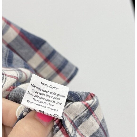 J.Crew Factory‎ Blue Plaid Cotton Popover Tunic Blouse Sz M Boy Fit Preppy Boho - Picture 8 of 11
